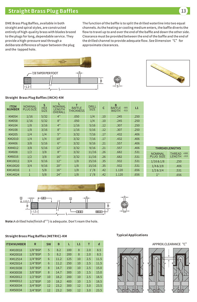 Straight Brass Plug Baffles