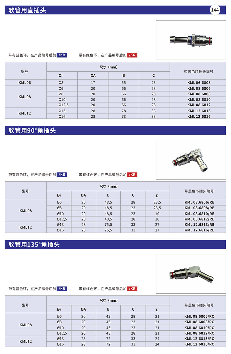 软管用直插头