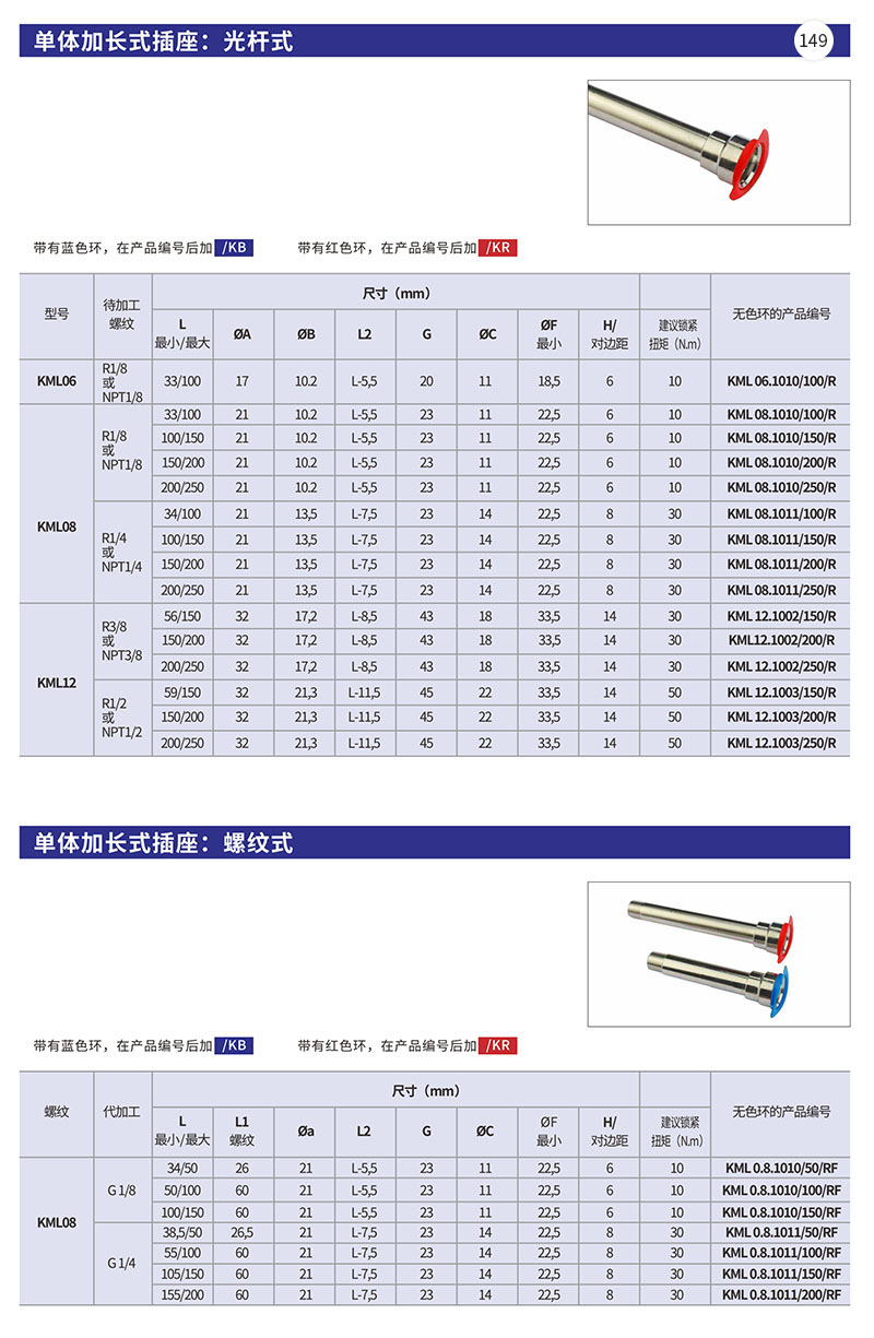 单体加长式插座光杆式