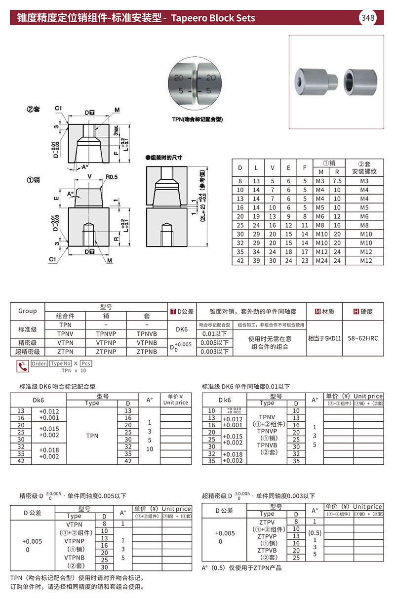 锥度精度定位销组件-标准安装型