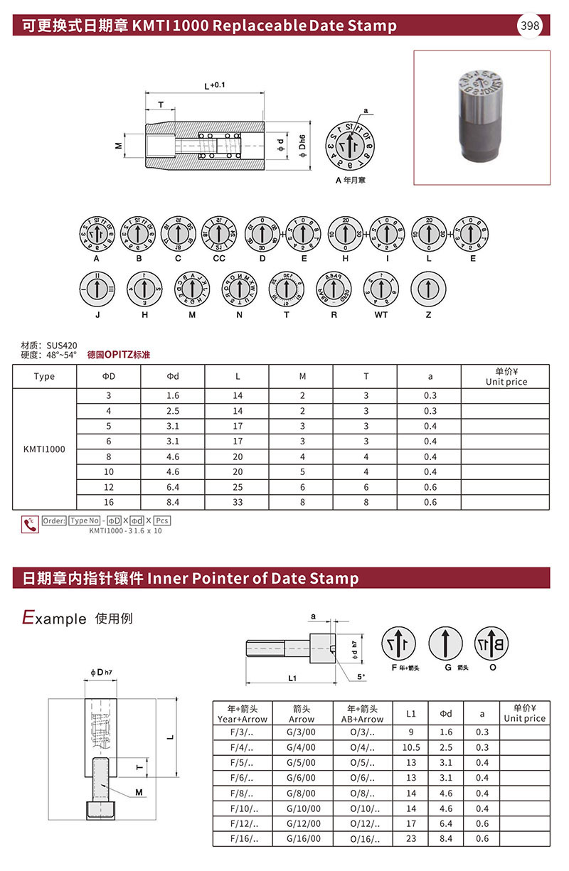 可更换式日期章KMTI1000